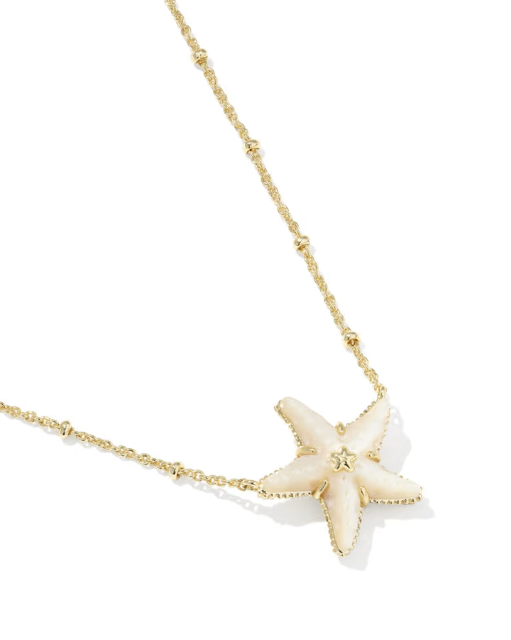 Parker Starfish Gold Short Pendant Necklace in Gold Natural Mother of Pearl