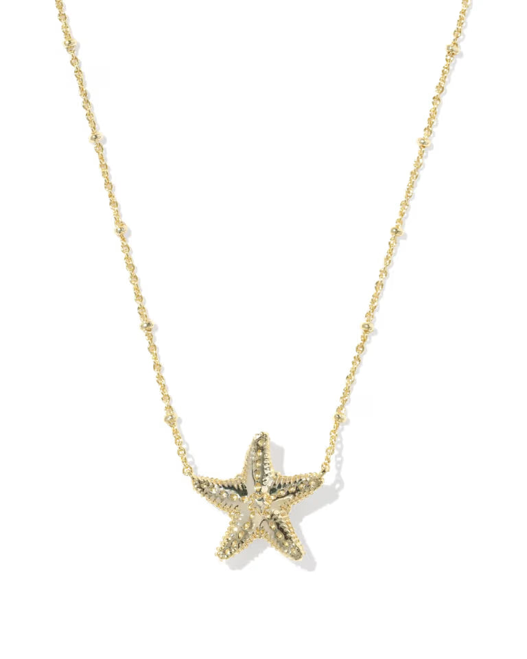 Parker Starfish Gold Short Pendant Necklace in Gold Natural Mother of Pearl