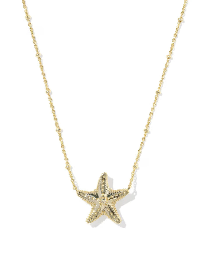 Parker Starfish Gold Short Pendant Necklace in Gold Natural Mother of Pearl