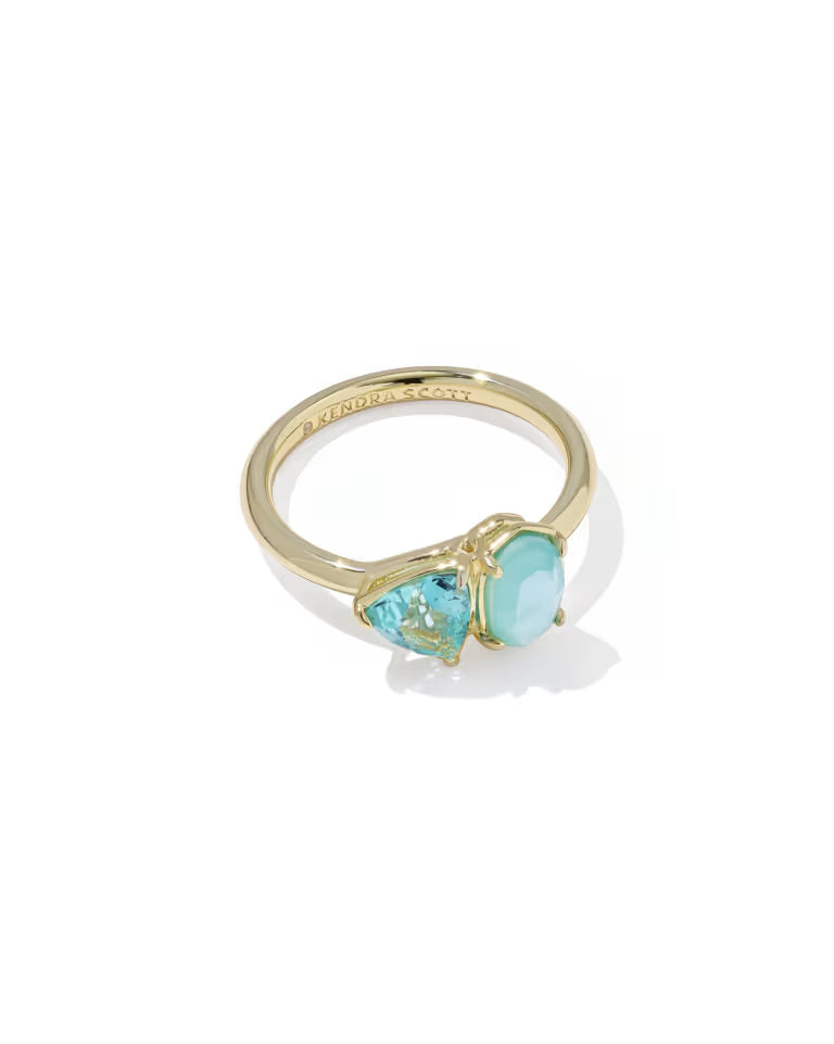Tatum Band Ring Gold Blue Mix