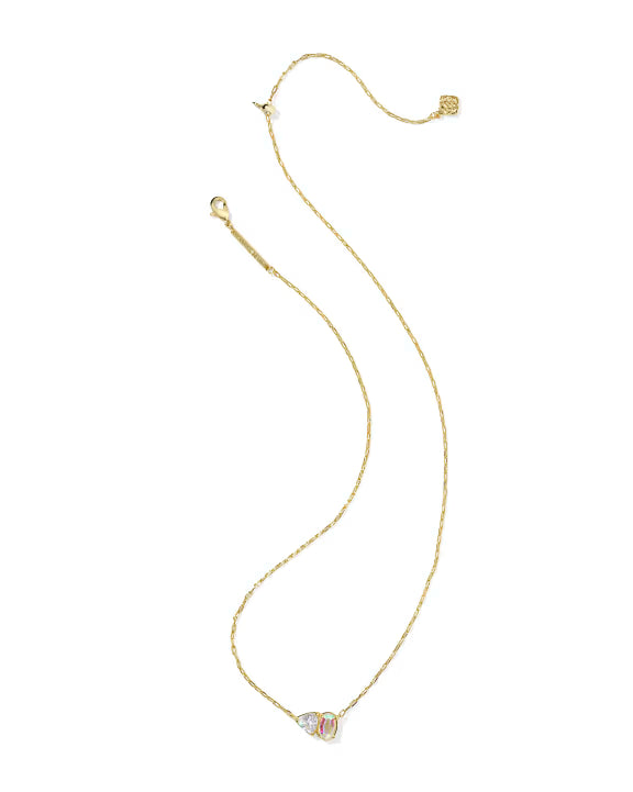 Tatum Short Pendant Necklace Gold in White CZ Mix