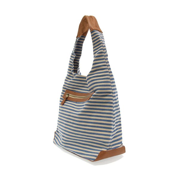Blue and White April Canvas Hobo