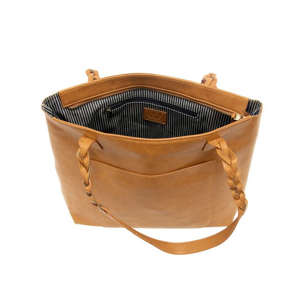 Alex Braided Handle Tote in Tawny