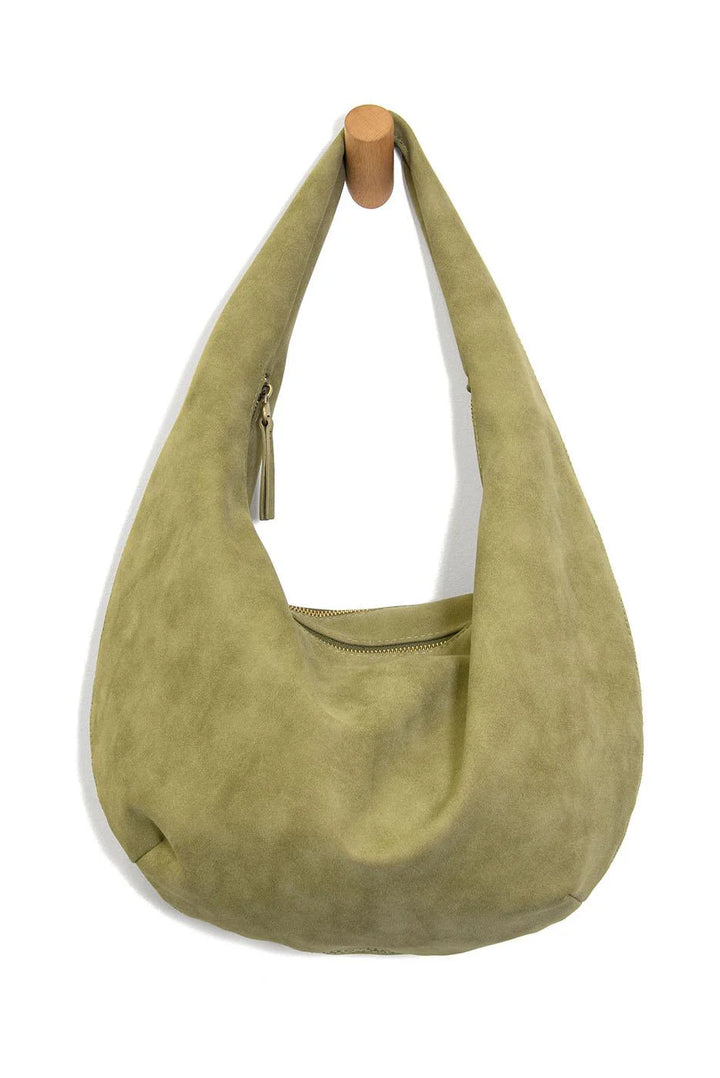 Sage Bianca Soft Crescent Shoulder Bag