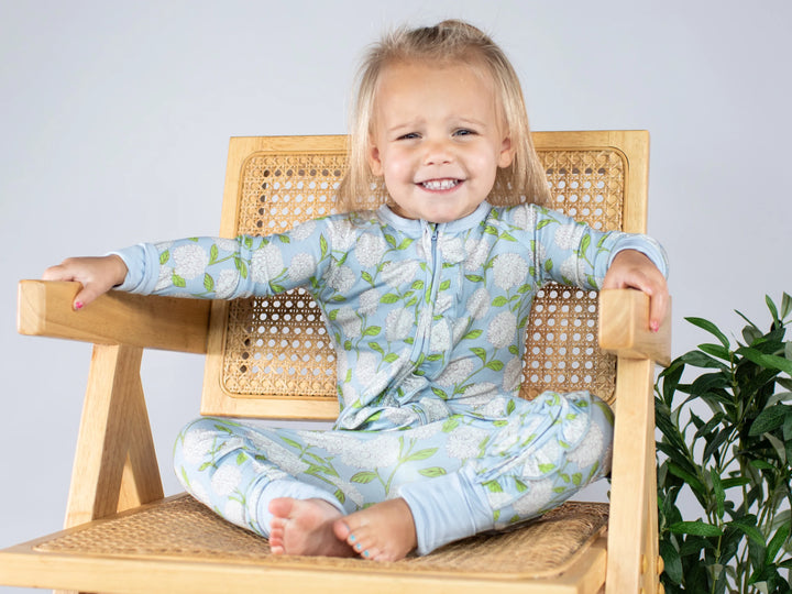 Long Sleeve Zip Pajama - Hydrangeas