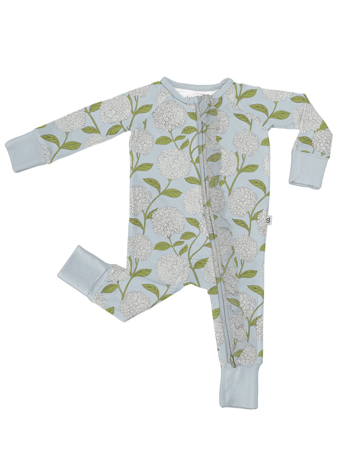 Long Sleeve Zip Pajama - Hydrangeas