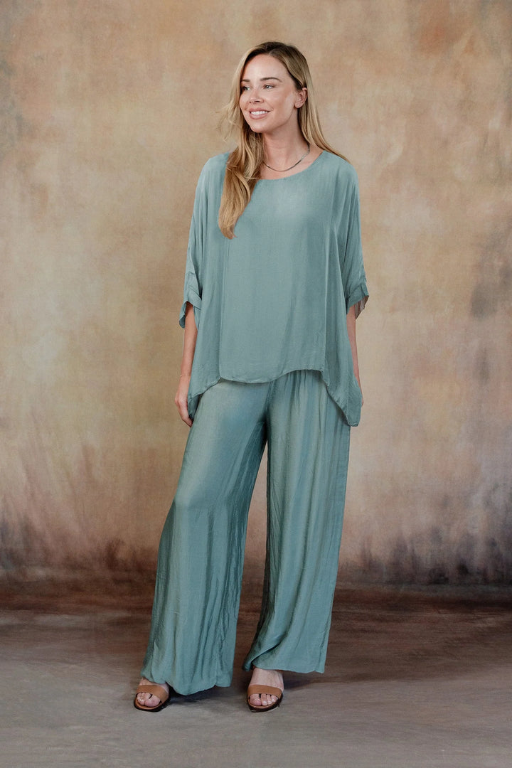 Martina Silk Top in Sage