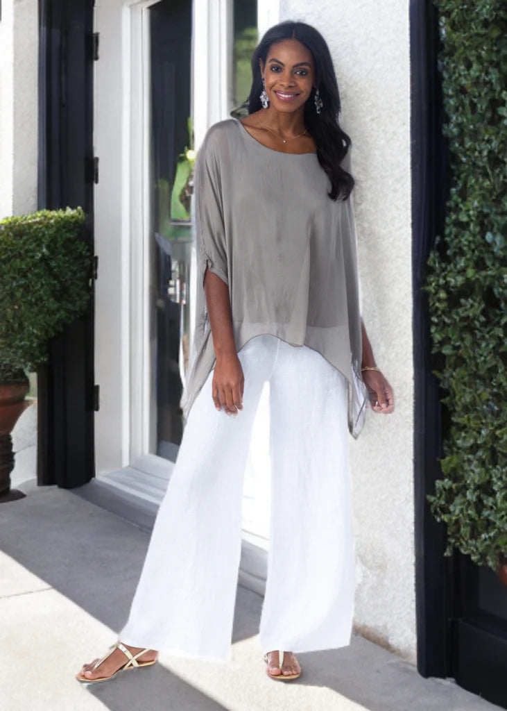 Martina Silk Top in Taupe