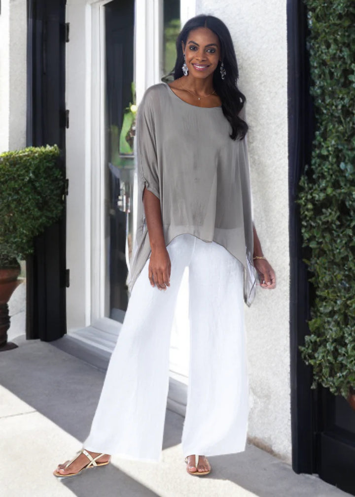 Martina Silk Top in Taupe
