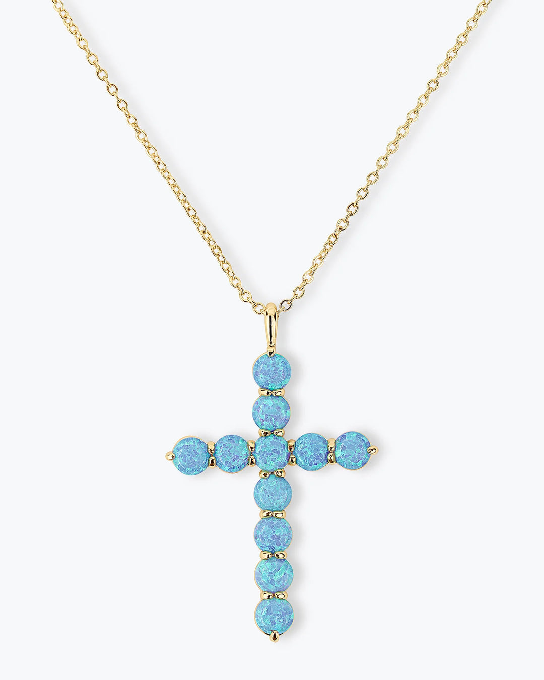"Oh She Fancy" Cross Pendant - Blue Opal