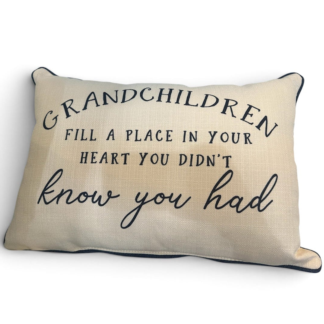 Grandchildren In Your Heart Pillow - Coastal Piping