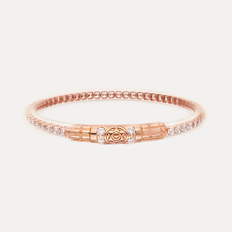 Rose Gold Queen All Weather Bangle Clear Crystal Size Medium