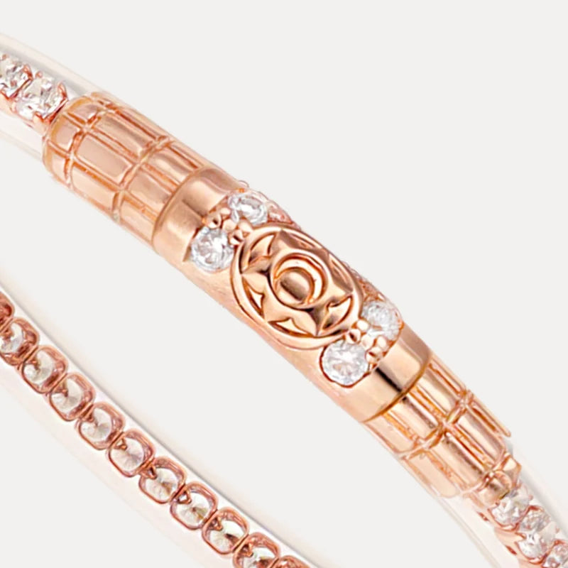 Rose Gold Queen All Weather Bangle Clear Crystal Size Medium