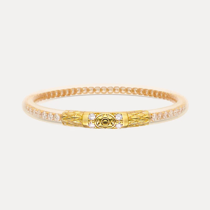Clear Crystal Gold Queen All Weather Bangle Size Medium