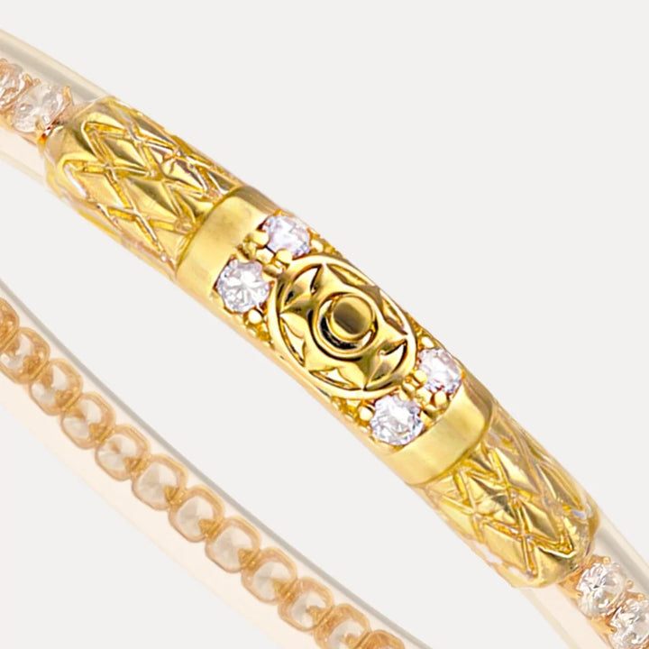 Clear Crystal Gold Queen All Weather Bangle Size Medium