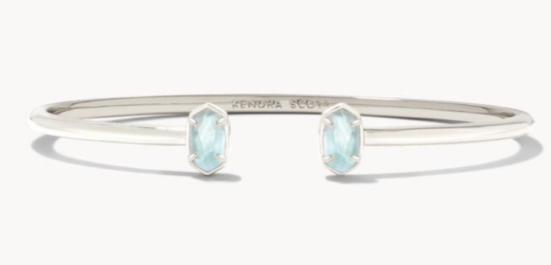 Emilie Cuff Bracelet in Silver and Light Blue Illusion