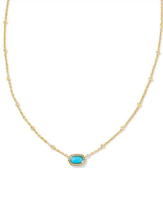 Mini Elisa Satellite Short Pendant Necklace in Gold Turquoise
