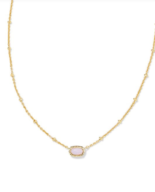 Mini Elisa Satellite Short Pendant Necklace in Gold Pink Opalite Crystal