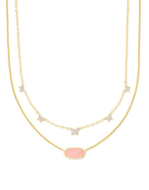 Dolly Parton Elisa Multi Gold and Light Pink Drusy Necklace