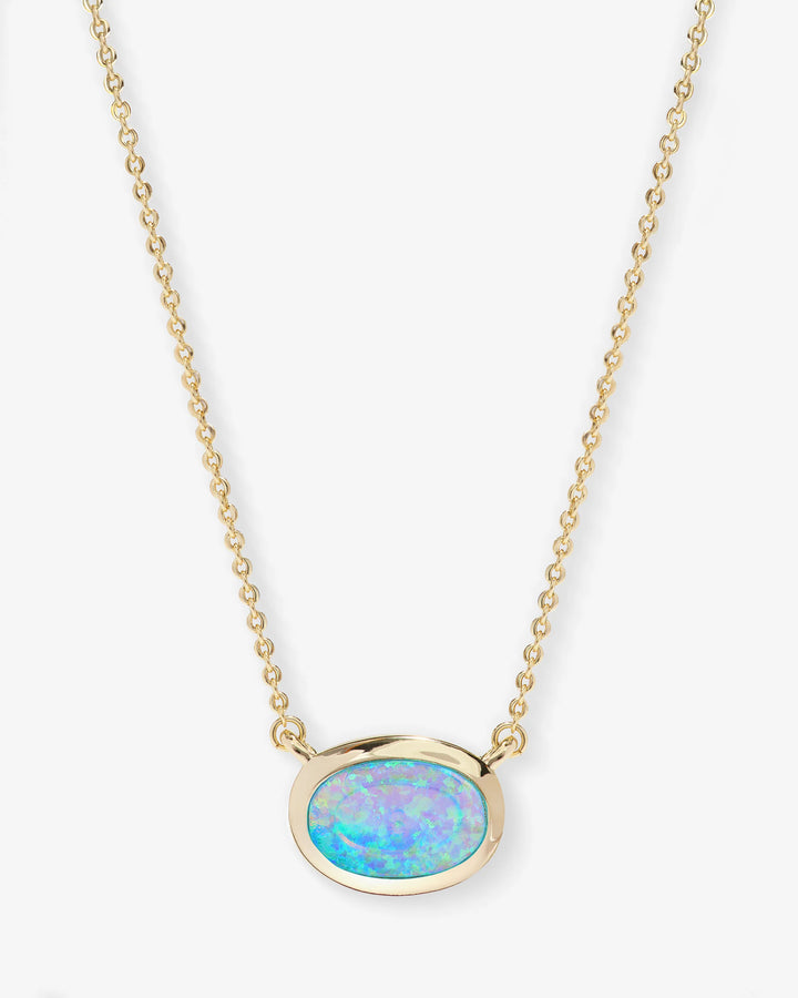 She's A Boss Pendant Necklace Gold-Blue Opal