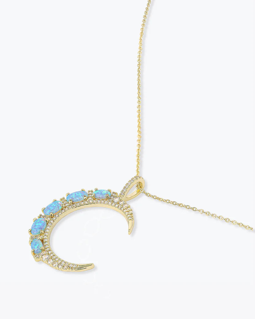 She's an Icon Blue Opal Moon Necklace