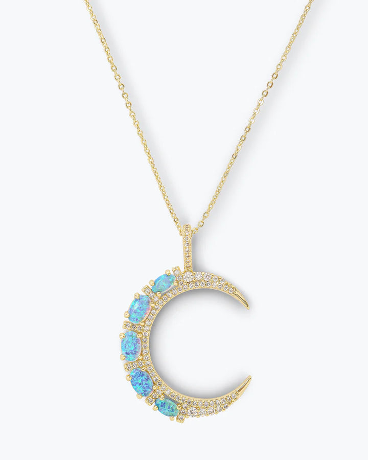 She's an Icon Blue Opal Moon Necklace