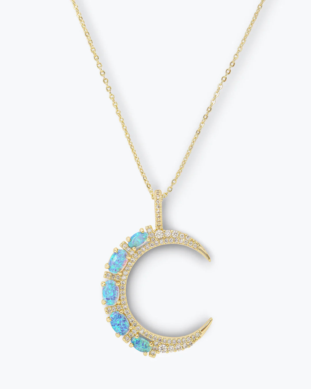 She's an Icon Blue Moon Necklace Gold - Blue Opal