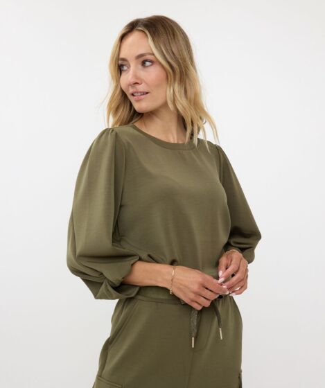 Sweater Twisted Sleeve Modal Moss Green