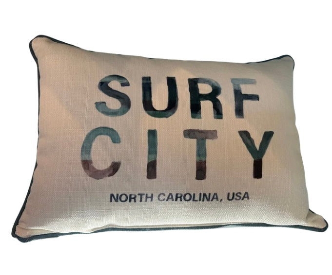 Watercolor Beach Name Pillow - Surf City, North Carolina
