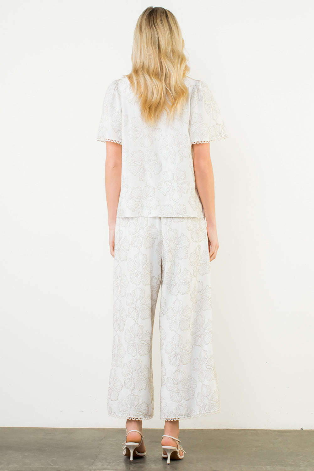 White Blouse with Gold Florals