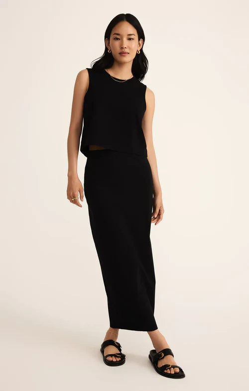 Gail Midi Skirt in True Black