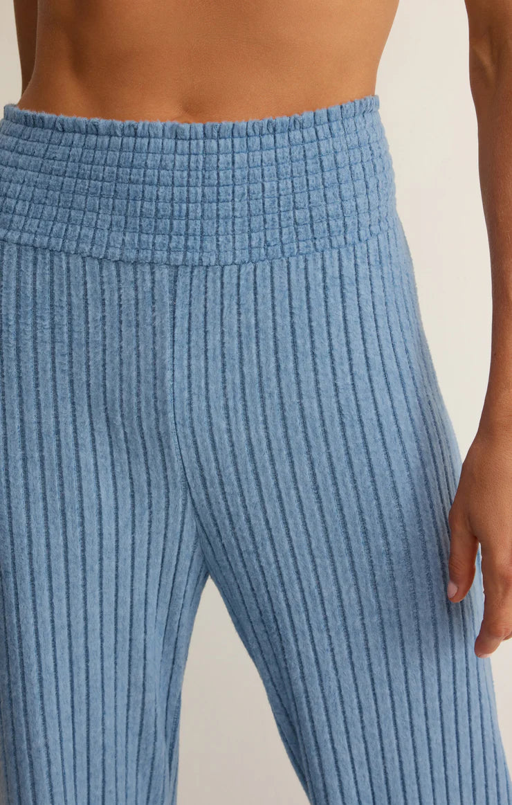 Oceanic Blue Dawn Smocked Rib Pant