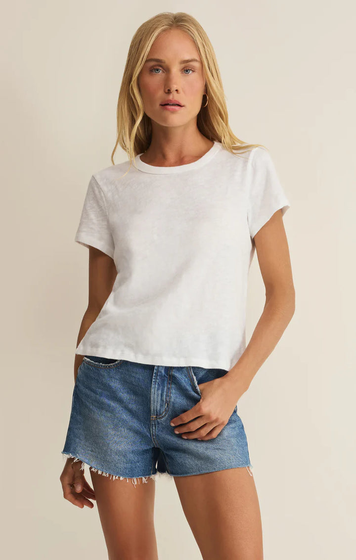 Junie Slub Tee Shirt in White