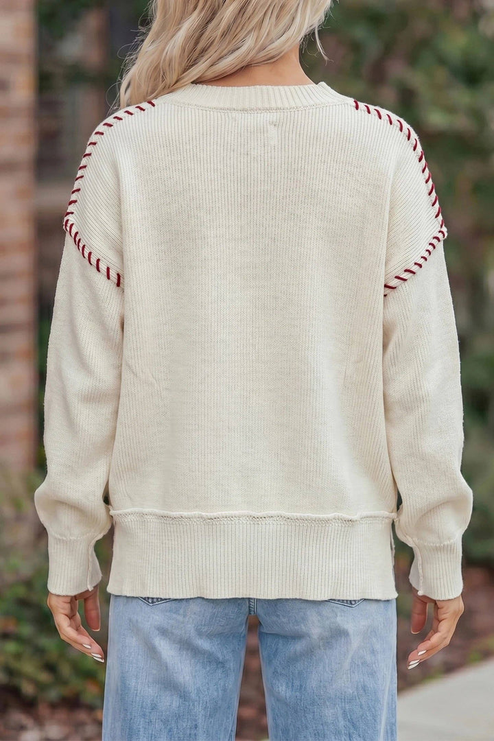Drop Shoulder Game Day Letter Print Pullover Sweater