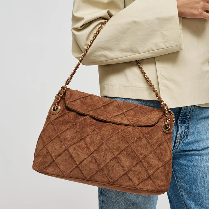 Crew Hobo Suede Handbag in Brown