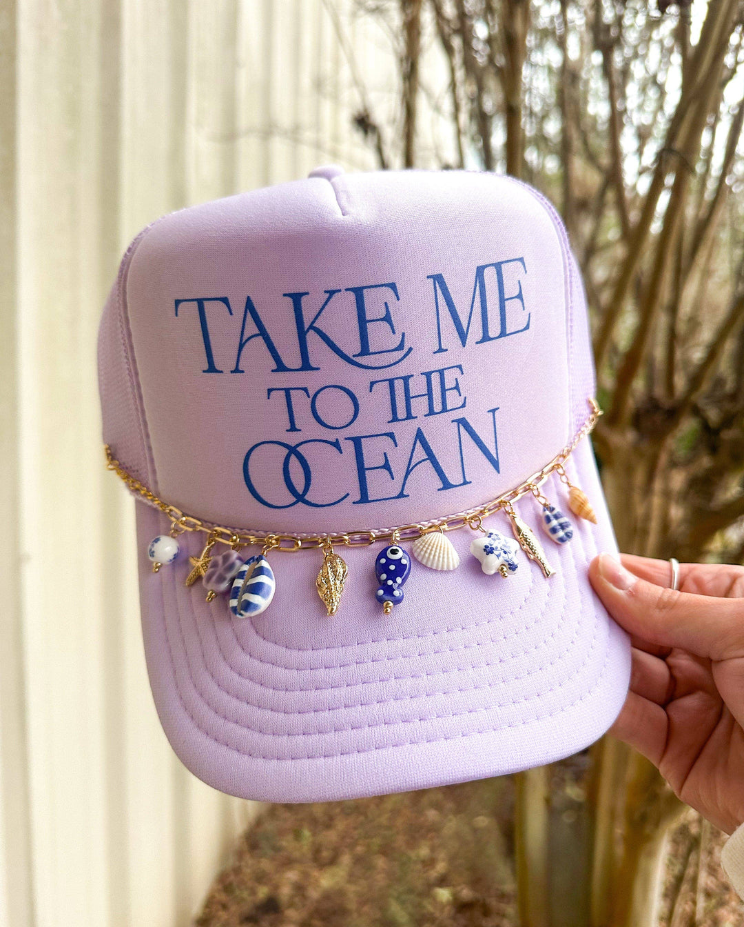 Take Me To The Ocean With Charm Chain Lavender Trucker