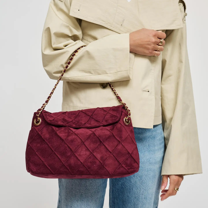 Crew Hobo Suede Handbag in Wine