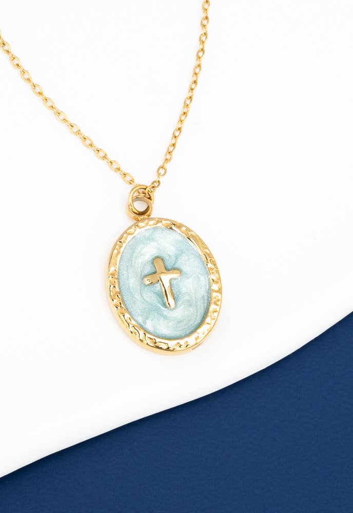 Shine Bright Cross Pendant in Mint