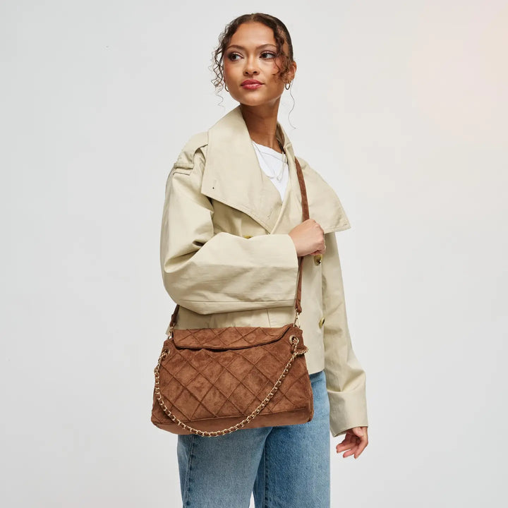 Crew Hobo Suede Handbag in Brown
