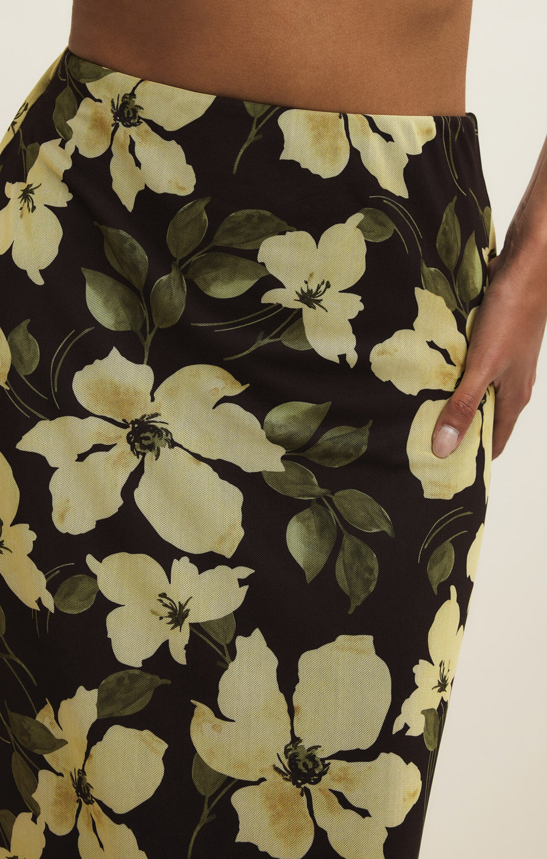 Eda Ren Floral Mesh Midi Skirt
