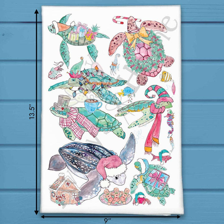 Christmas Sea Turtle Species Kitchen Tea Towel - No Words