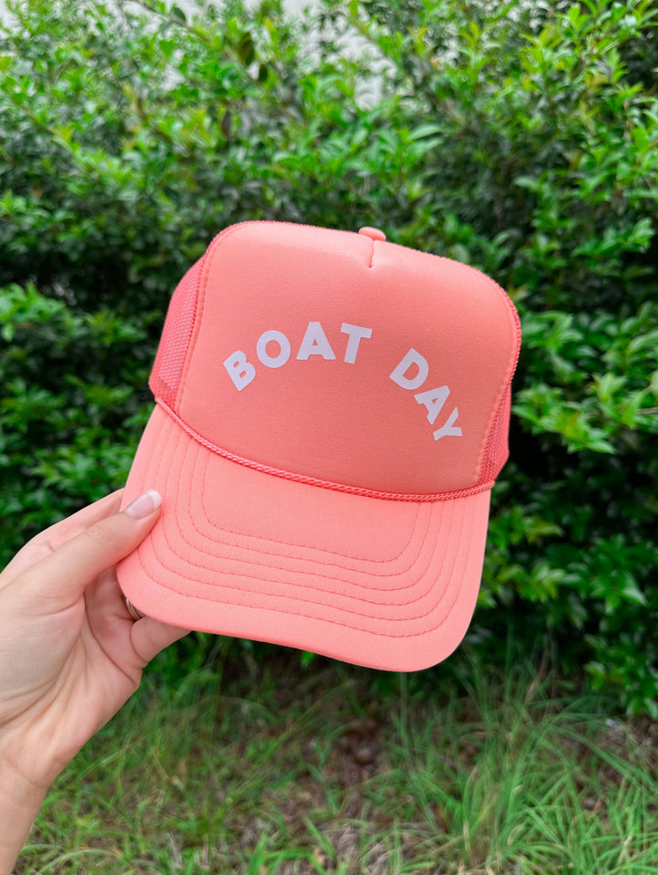 Boat Day Coral Trucker Hat