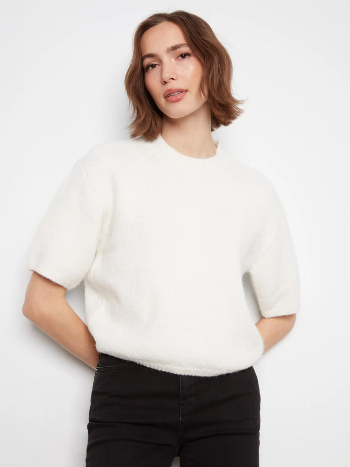 Elbow Sleeve Balloon Shape Sweater in Ecru