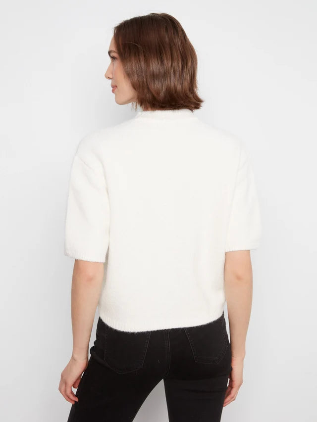 Elbow Sleeve Balloon Shape Sweater in Ecru