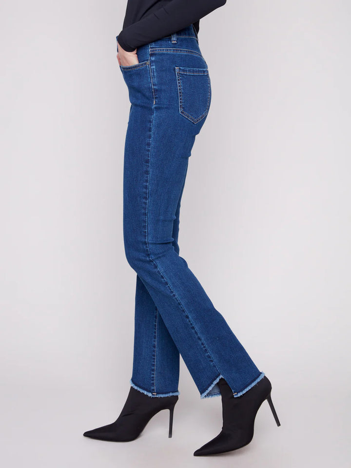 Bootcut Jeans With Asymmetrical Hem - Indigo