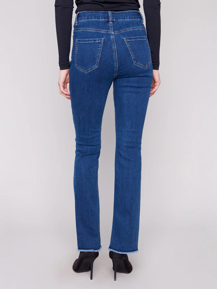 Bootcut Jeans With Asymmetrical Hem - Indigo