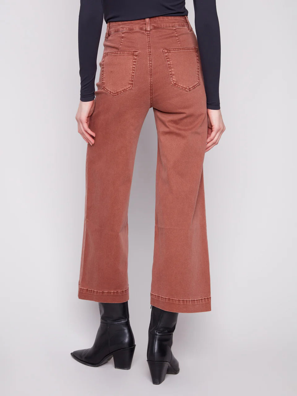 Patch Pocket Flare Twill Pants - Sepia