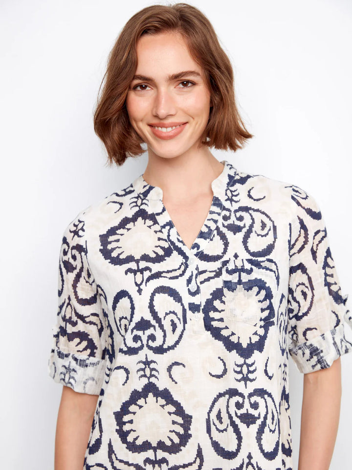 3/4 Sleeve Henley Dress