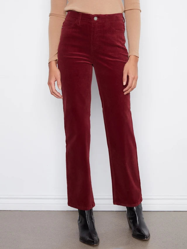 Straight Leg Corduroy Pants with Elastic Inside Waist