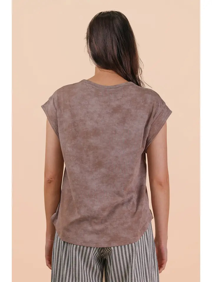 Washed Knit Casual Comfy Top in Mocha